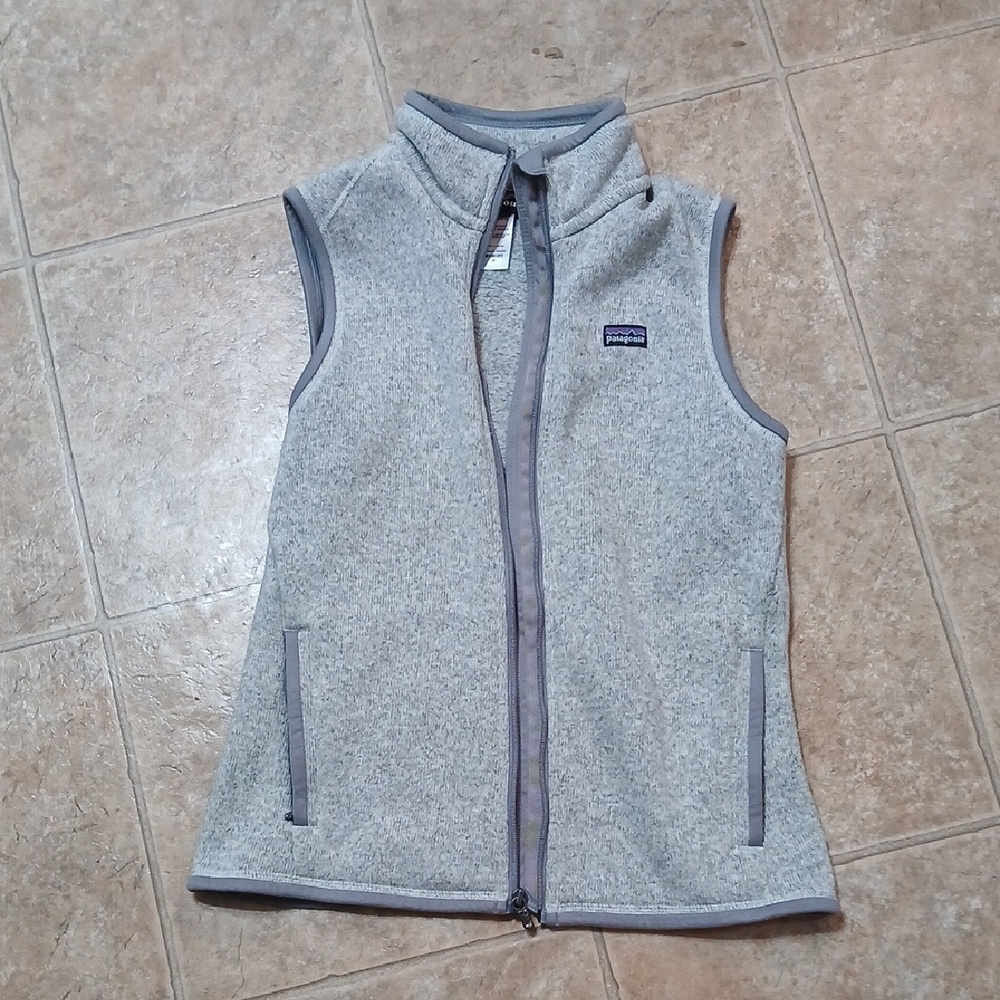Patagonia Light Gray Fleece Vest With Pockets